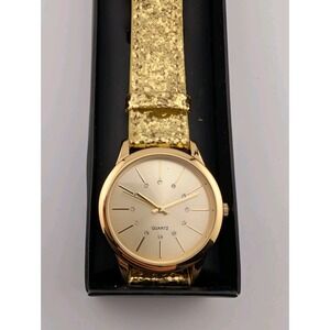 2016 Avon Glitter Sparkle Strap Watch Gold Women w/ Box- New Battery